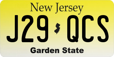NJ license plate J29QCS
