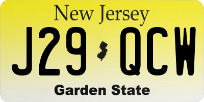 NJ license plate J29QCW