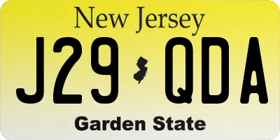 NJ license plate J29QDA