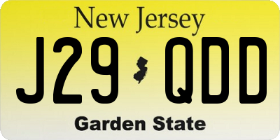 NJ license plate J29QDD