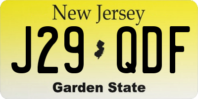 NJ license plate J29QDF