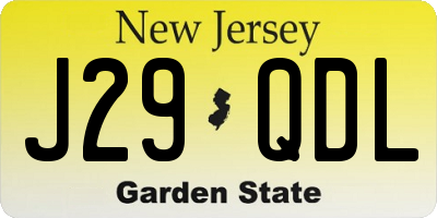 NJ license plate J29QDL