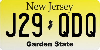 NJ license plate J29QDQ