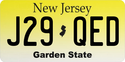 NJ license plate J29QED