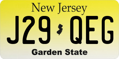 NJ license plate J29QEG