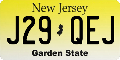 NJ license plate J29QEJ