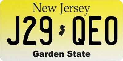 NJ license plate J29QEO
