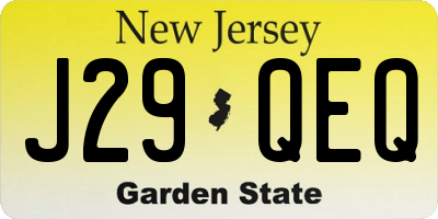 NJ license plate J29QEQ