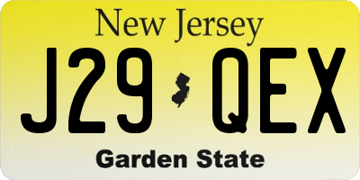 NJ license plate J29QEX