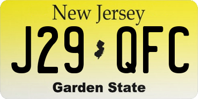 NJ license plate J29QFC