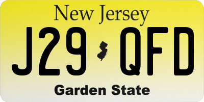NJ license plate J29QFD