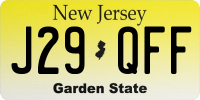 NJ license plate J29QFF