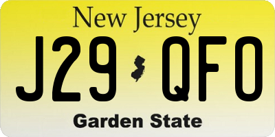 NJ license plate J29QFO
