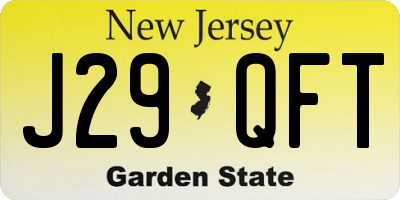 NJ license plate J29QFT