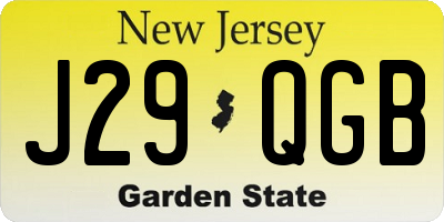 NJ license plate J29QGB