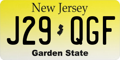NJ license plate J29QGF