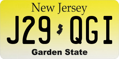 NJ license plate J29QGI