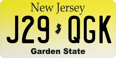 NJ license plate J29QGK