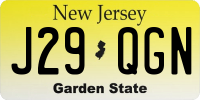 NJ license plate J29QGN