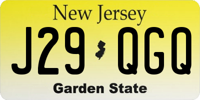 NJ license plate J29QGQ