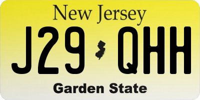 NJ license plate J29QHH