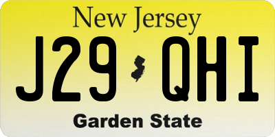NJ license plate J29QHI