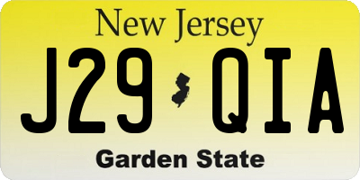 NJ license plate J29QIA