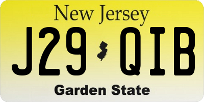 NJ license plate J29QIB