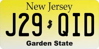NJ license plate J29QID