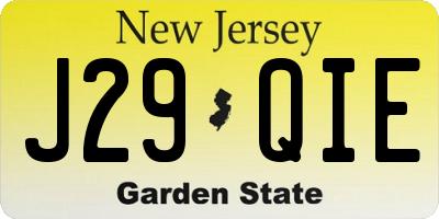 NJ license plate J29QIE
