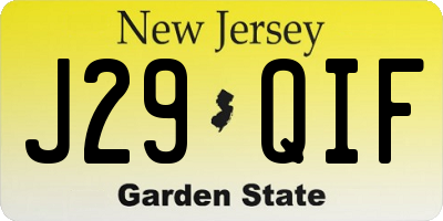NJ license plate J29QIF
