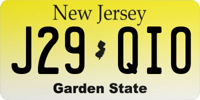 NJ license plate J29QIO
