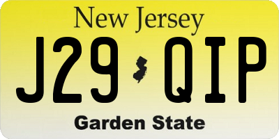 NJ license plate J29QIP