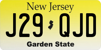 NJ license plate J29QJD