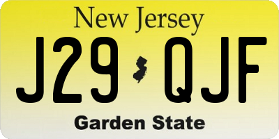NJ license plate J29QJF