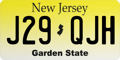 NJ license plate J29QJH