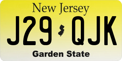 NJ license plate J29QJK