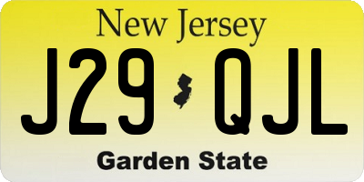 NJ license plate J29QJL