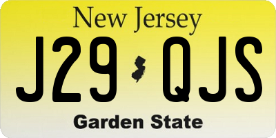 NJ license plate J29QJS