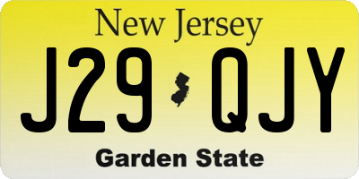 NJ license plate J29QJY