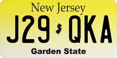 NJ license plate J29QKA