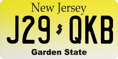 NJ license plate J29QKB