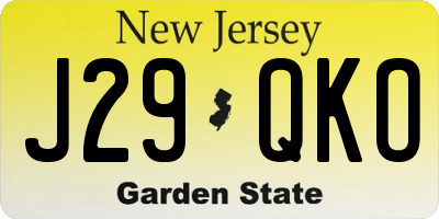 NJ license plate J29QKO