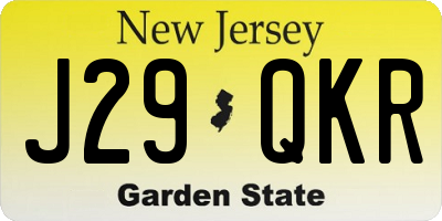 NJ license plate J29QKR