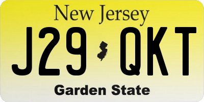 NJ license plate J29QKT