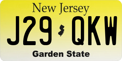 NJ license plate J29QKW