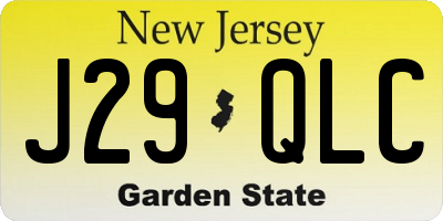 NJ license plate J29QLC