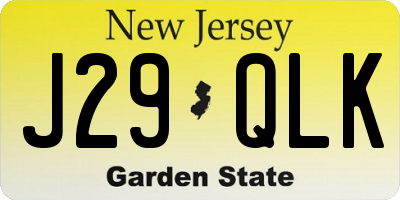 NJ license plate J29QLK