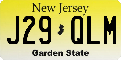 NJ license plate J29QLM