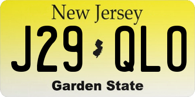 NJ license plate J29QLO